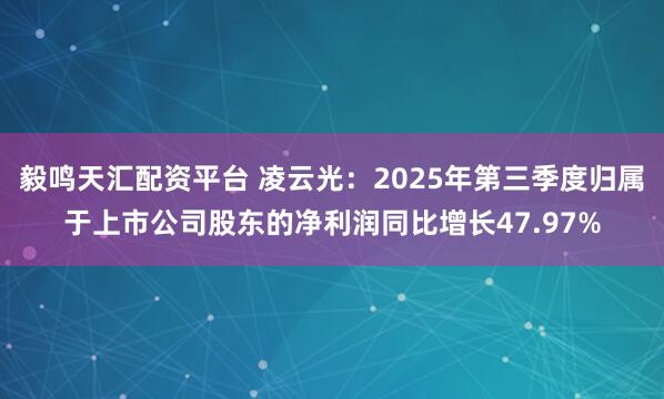 毅鸣天汇配资平台 凌云光：2025年第三季度归属于上市公司股东的净利润同比增长47.97%